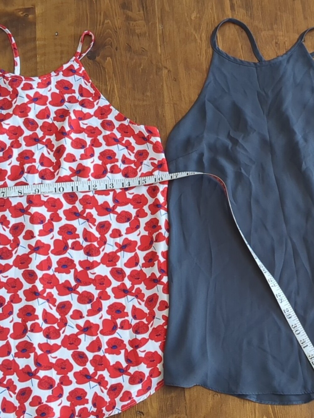 RW&CO. Red Floral & Gray Spaghetti Strap Cami Tops